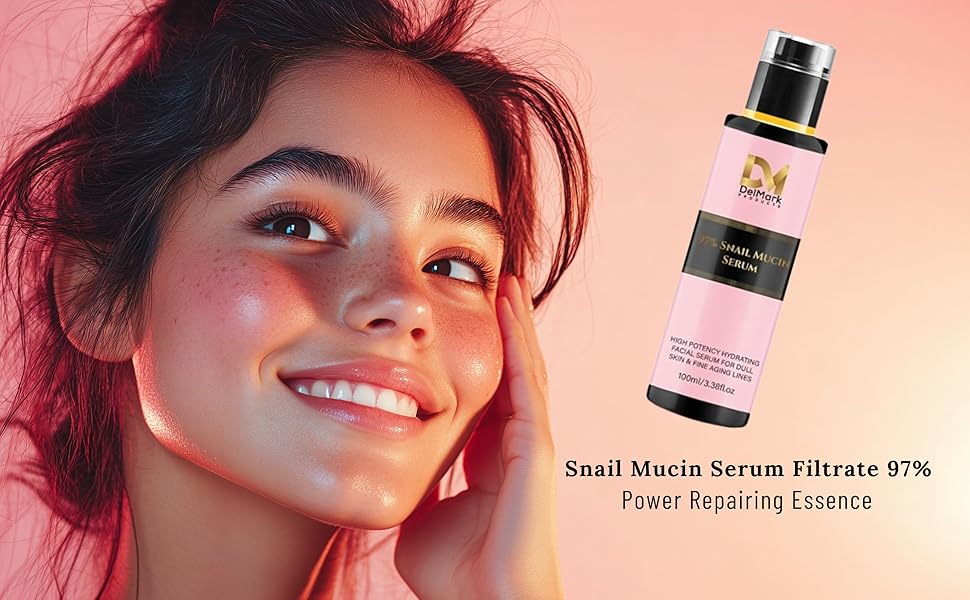 Suero de mucina de caracol de 3.4 fl oz, 97% filtrado de secreción de caracol con ácido hialurónico, esencia reparadora de energía, removedor de manchas oscuras, cuidado de la piel coreano, suero hidratante para cara, ojos y cuello