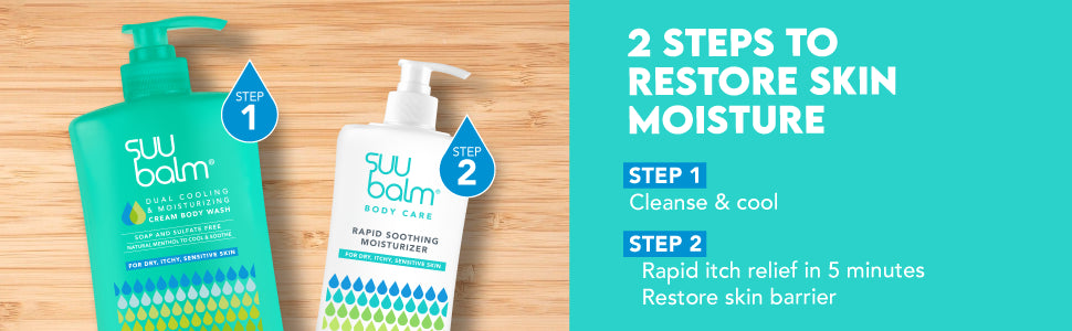 Suu Balm Crema intensa para aliviar la picazón, loción antipicazón para pieles sensibles, eczema, psoriasis y piel extrema, muy grave y seca, fórmula Derm, mentol y ceramidas, 11.83 onzas líquidas