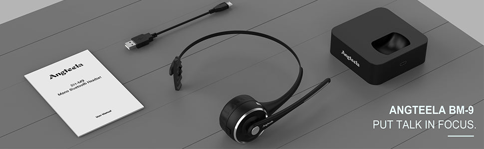Trucker - Auriculares Bluetooth con micrófono, auriculares inalámbricos para teléfono celular con cancelación de ruido, base de carga, función de silencio para el hogar, oficina, centro de