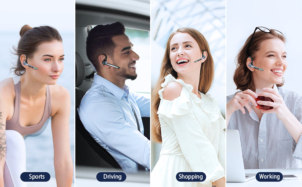 Auriculares Bluetooth, auricular inalámbrico con micrófono de cancelación de ruido mejorado, funda de carga de 500 mAh compatible con tiempo de conversación de 72 horas, auriculares manos libres con botón de silencio para computadora, teléfonos celulares,