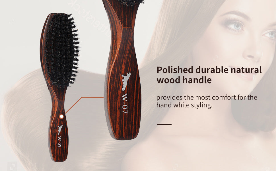 PERFEHAIR Cepillo de pelo de cerdas de jabalí natural 100% salvaje con mango de madera para hombres y mujeres cabello fino