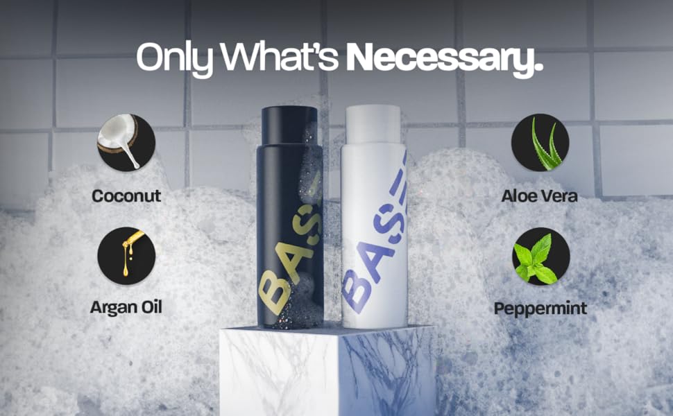 BASED Shower Duo Paquete de Champú y Acondicionador con Aceite de Menta y Aceite de Coco, Champú Limpiador y Acondicionador Hidratante para Hombres, Sin Sulfatos, Parabenos o Ftalatos, Botella de 12