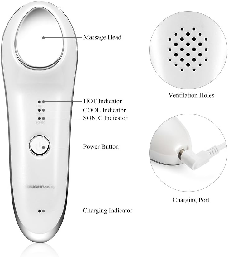 TOUCHBeauty Masajeador facial caliente y frío, dispositivo de vibra...