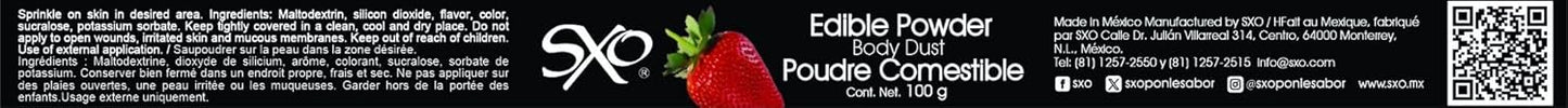SXO Gourmet - Polvo corporal comestible con sabor a fresa para pare...