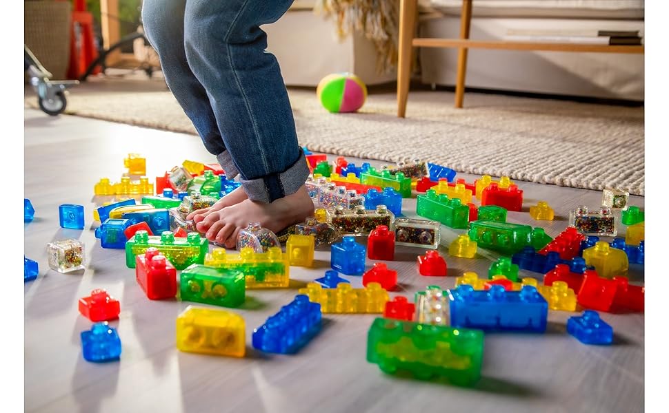 Kit creativo de bloques de gelatina Goliath Jelly Blox | Incluye 20 bloques | Bloques de construcción para niños pequeños y preescolares que los niños pueden apretar, estirar y aplastar | Acreditado
