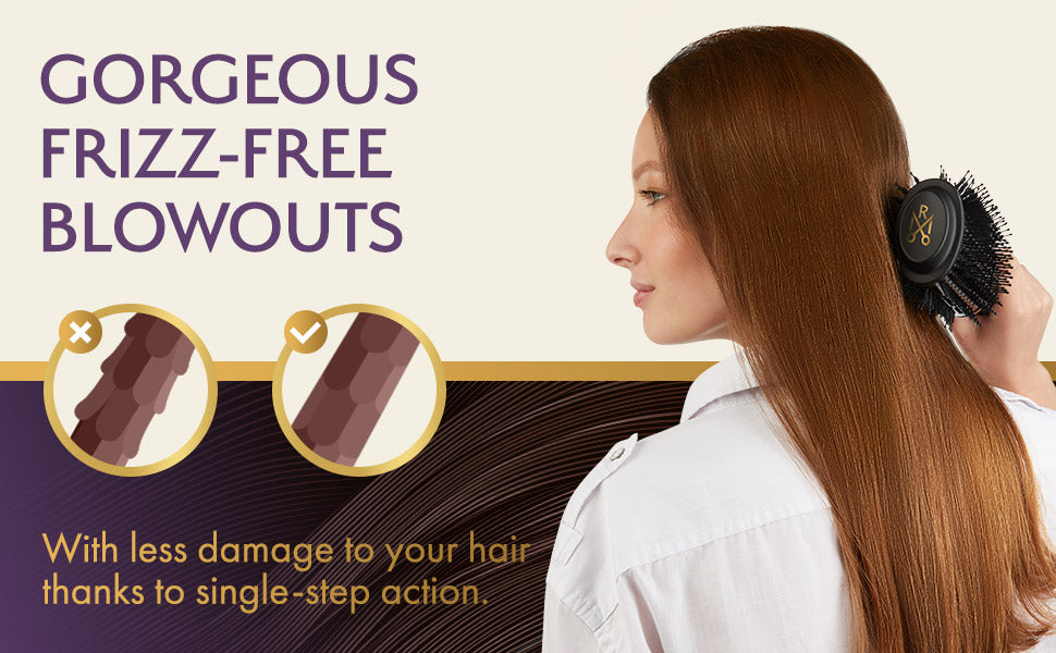 Cepillo secador de pelo ovalado 2 en 1 profesional para mujer, 2.95 pulgadas con estuche rígido de viaje y caja de regalo premium, negro y dorado