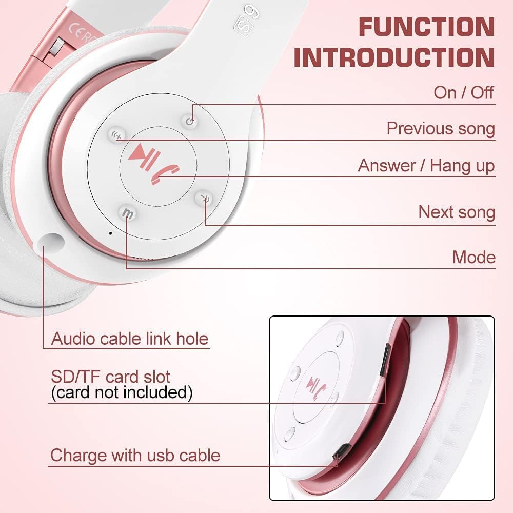Audífonos inalámbricos Bluetooth 6S sobre la oreja, estéreo de alta...