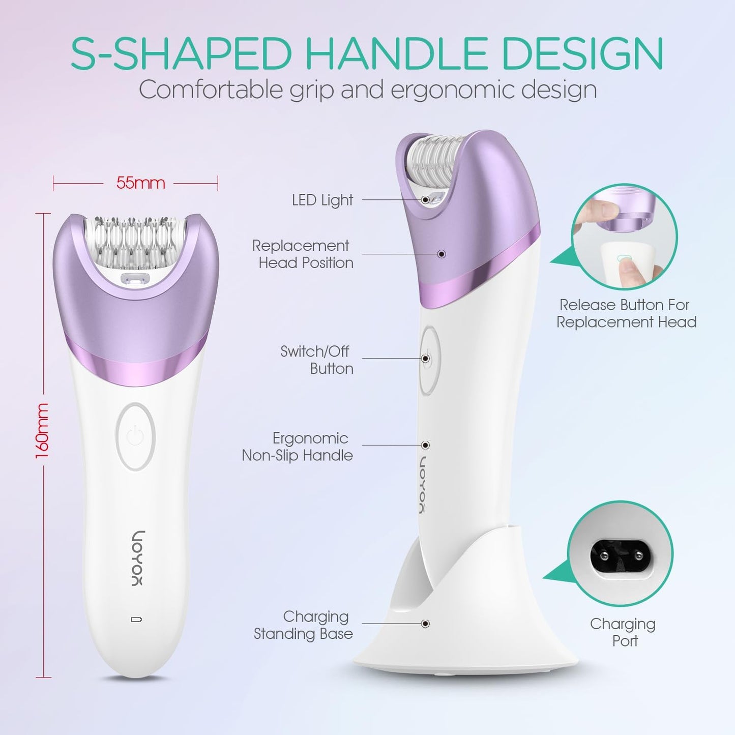 VOYOR Depiladora para mujer, depiladora inalámbrica para mujeres, d...