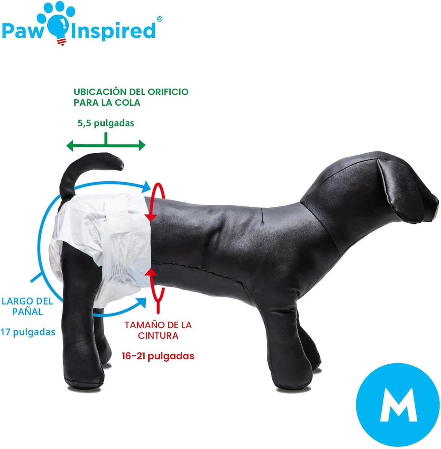 Paw Inspired Pañales desechables para perras, 32 unidades, ultra pr...