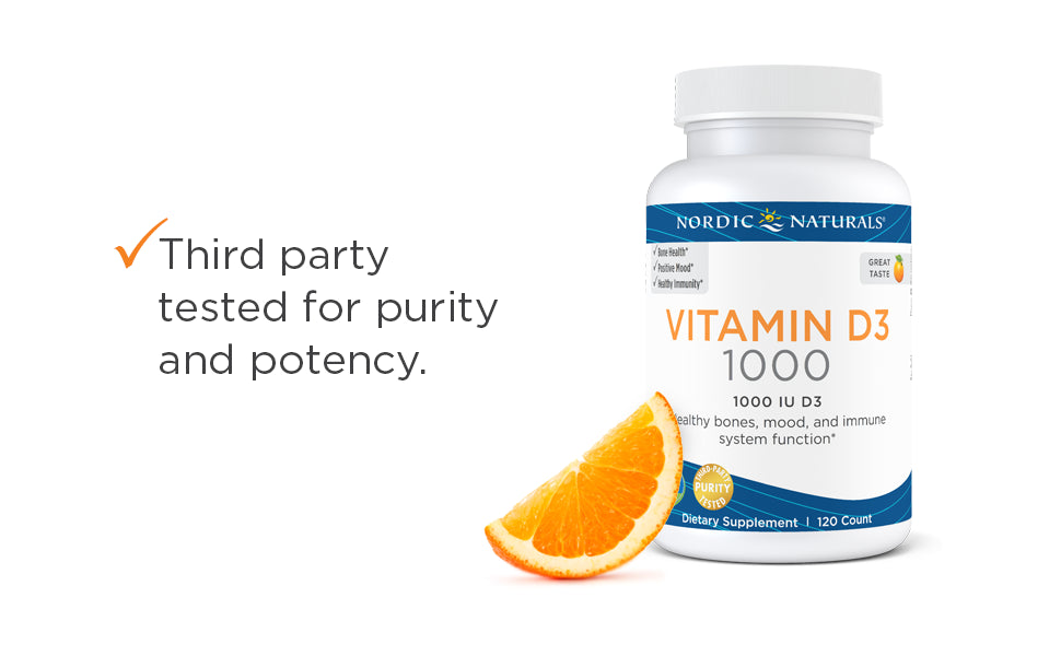 Nordic Naturals Vitamina D3 1000, Naranja - 120 mini geles blandos - 1000 UI de vitamina D3 - Soporta huesos saludables, estado de ánimo y función del sistema inmunitario - Sin OGM - 120 porciones