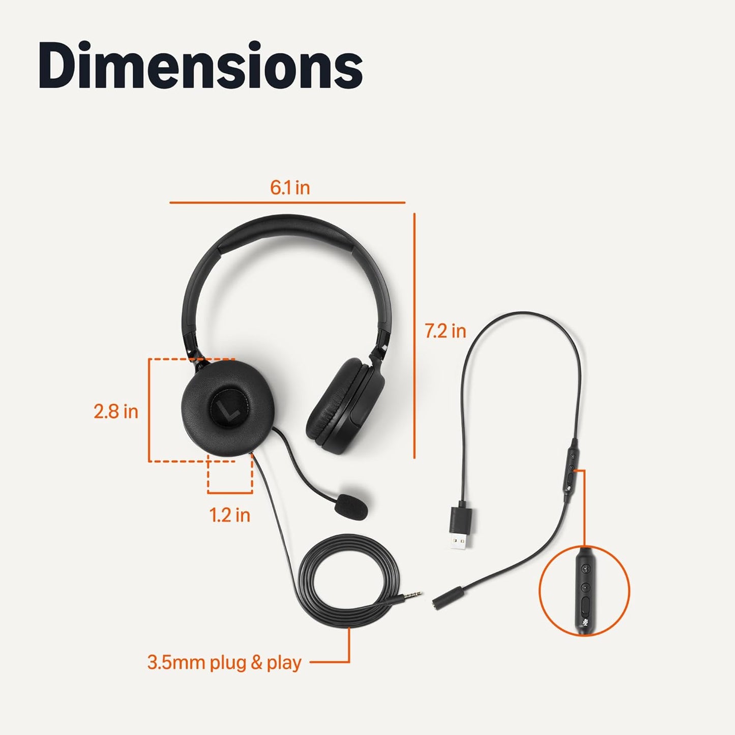 Amazon Basics Auriculares con cable para computadora con micrófono...