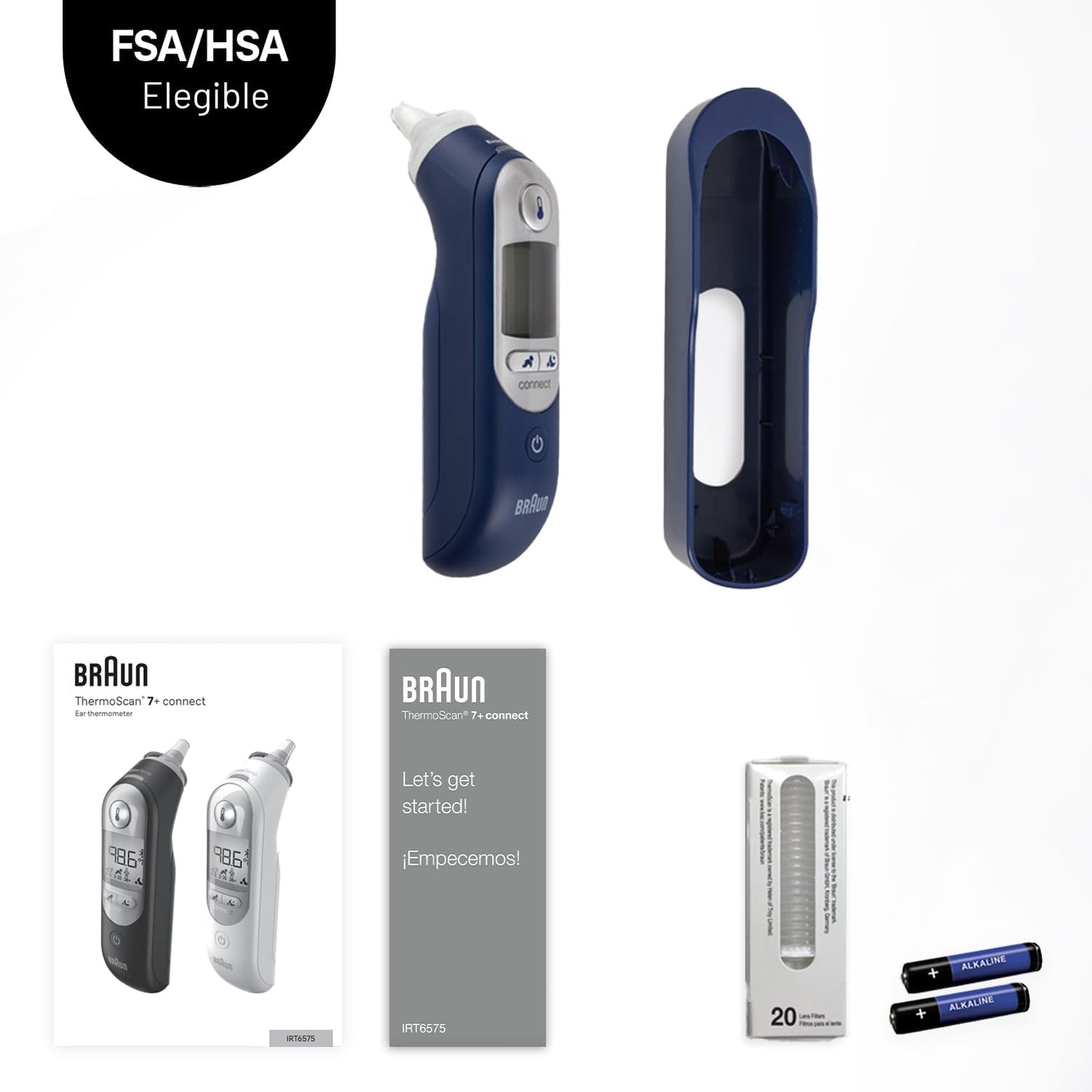 Braun Termómetro digital ThermoScan 7+ Connect para oídos, compatib...