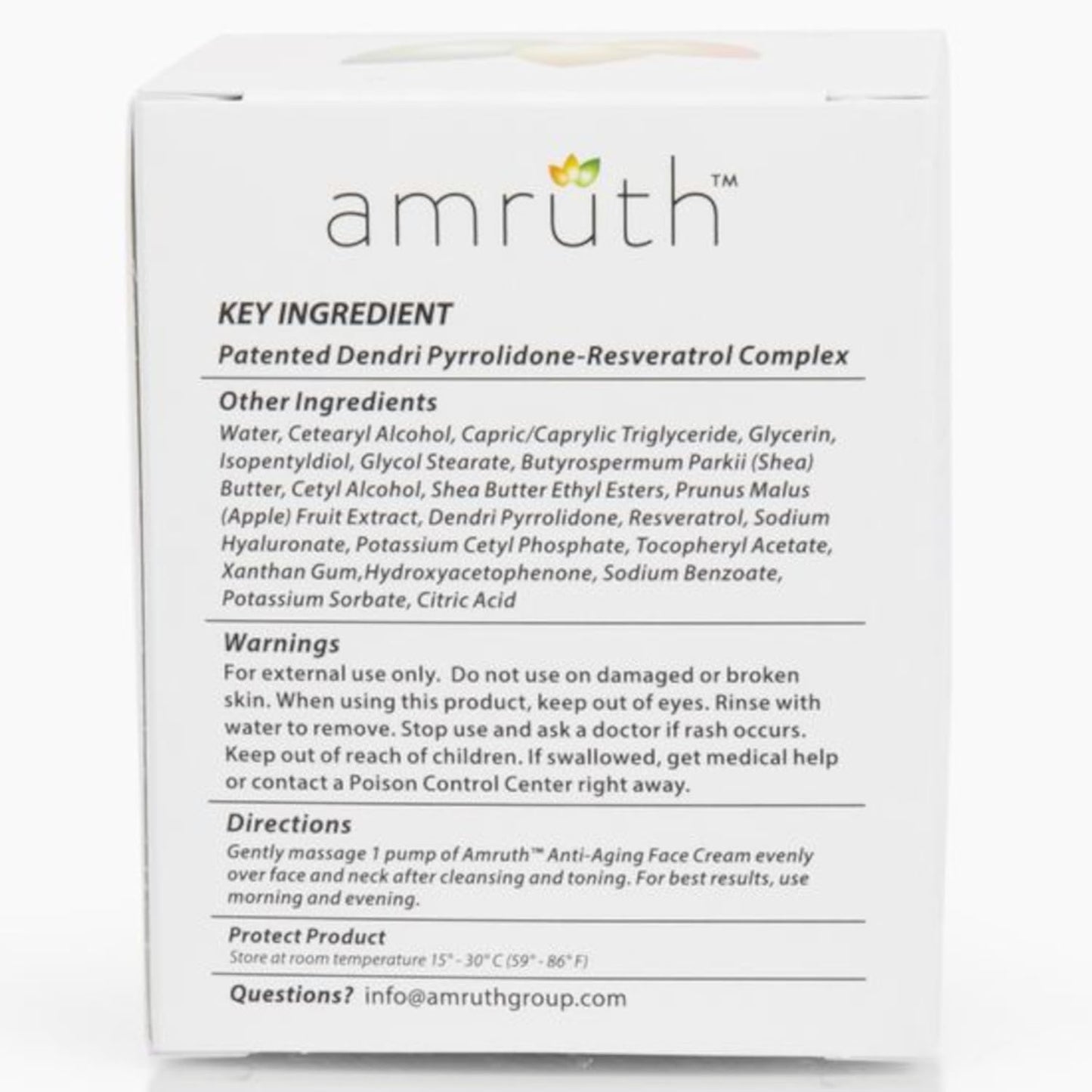 Amruth Resveratrol Crema facial antienvejecimiento diaria, tarro de...