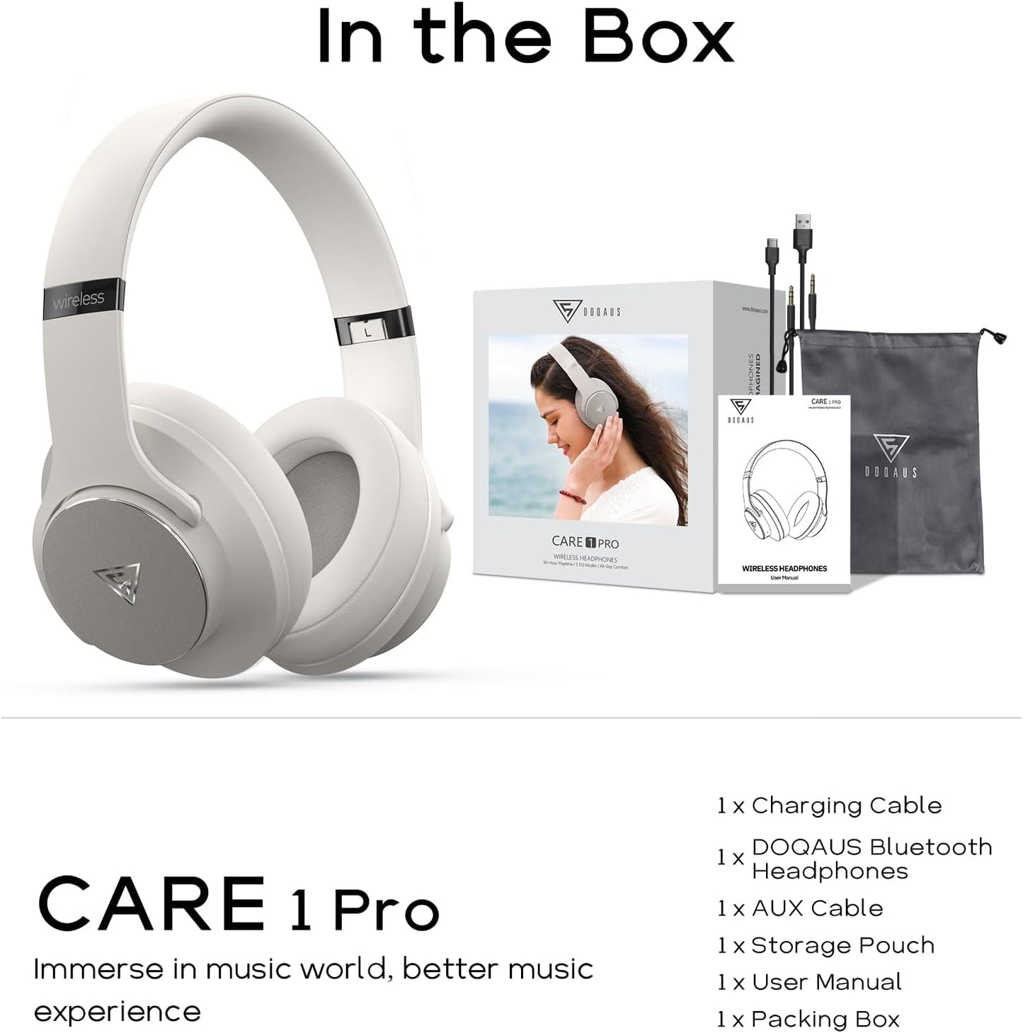 DOQAUS - Auriculares Bluetooth de diadema inalámbricos con 90 horas...