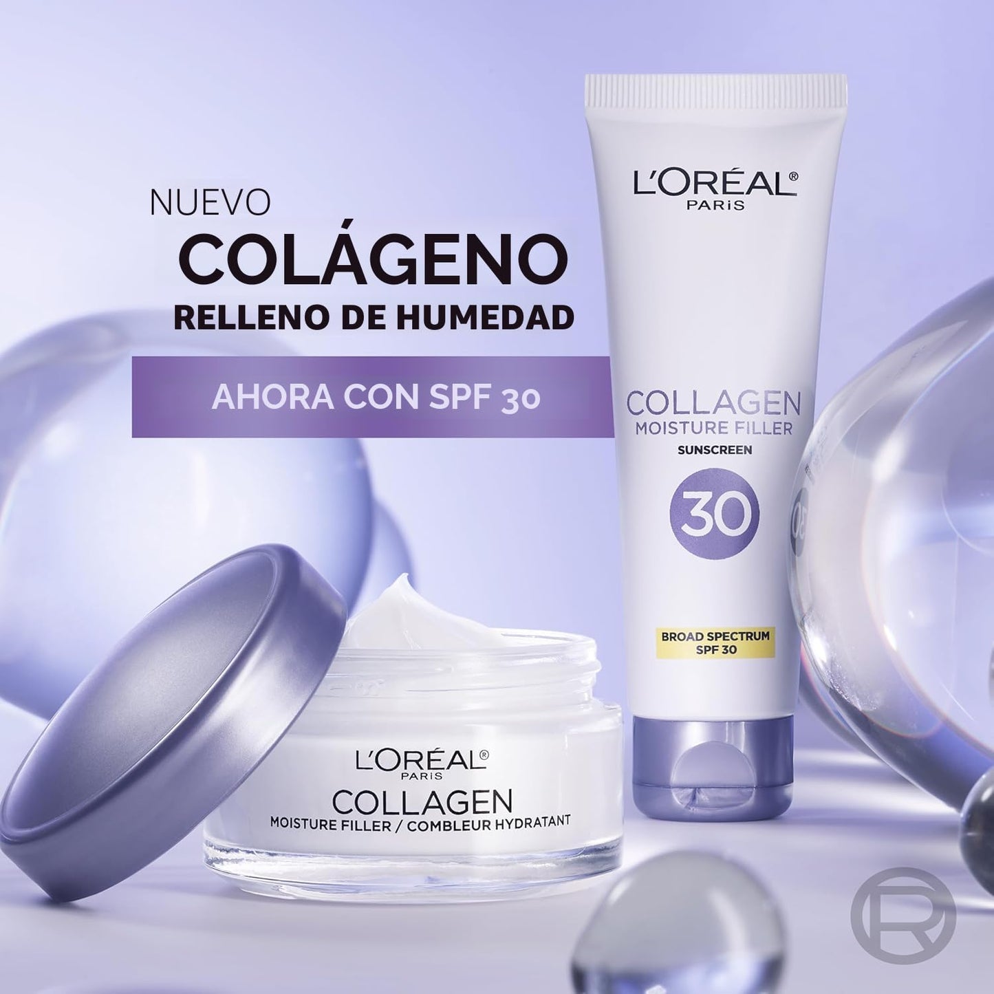 L'Oreal Paris Crema facial con relleno de humedad de colágeno,...