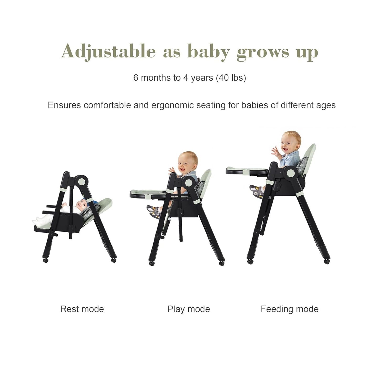 Silla alta plegable para bebés y niños pequeños, columpios portátil...