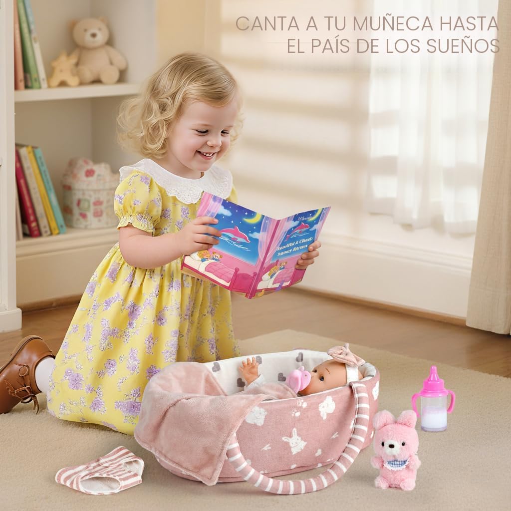 Dreamon Juego de Muñeca Bebé de 12 pulgadas con Cuna Moisés Portáti...