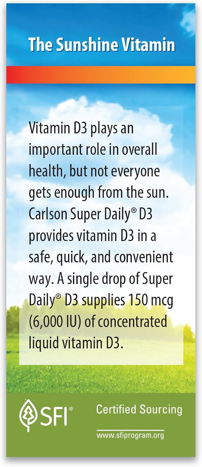 Carlson - Super Daily D3, 6000 UI (150 mcg) por gota, vitamina D3 l...