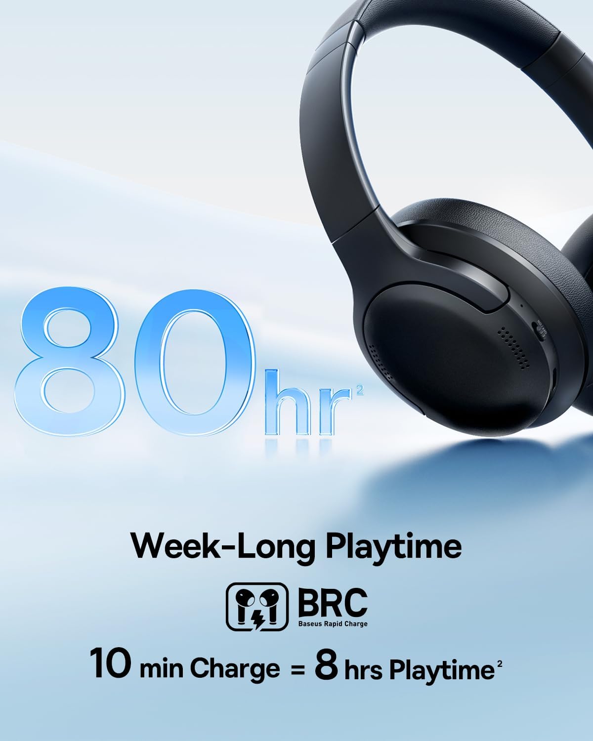 Baseus Bass BH1 Lite - Auriculares Bluetooth sobre la oreja, SuperBass, tiempo de reproducción de 80 horas, llamadas claras AI ENC, ajuste cómodo, control inteligente de aplicaciones, Bluetooth 6.0