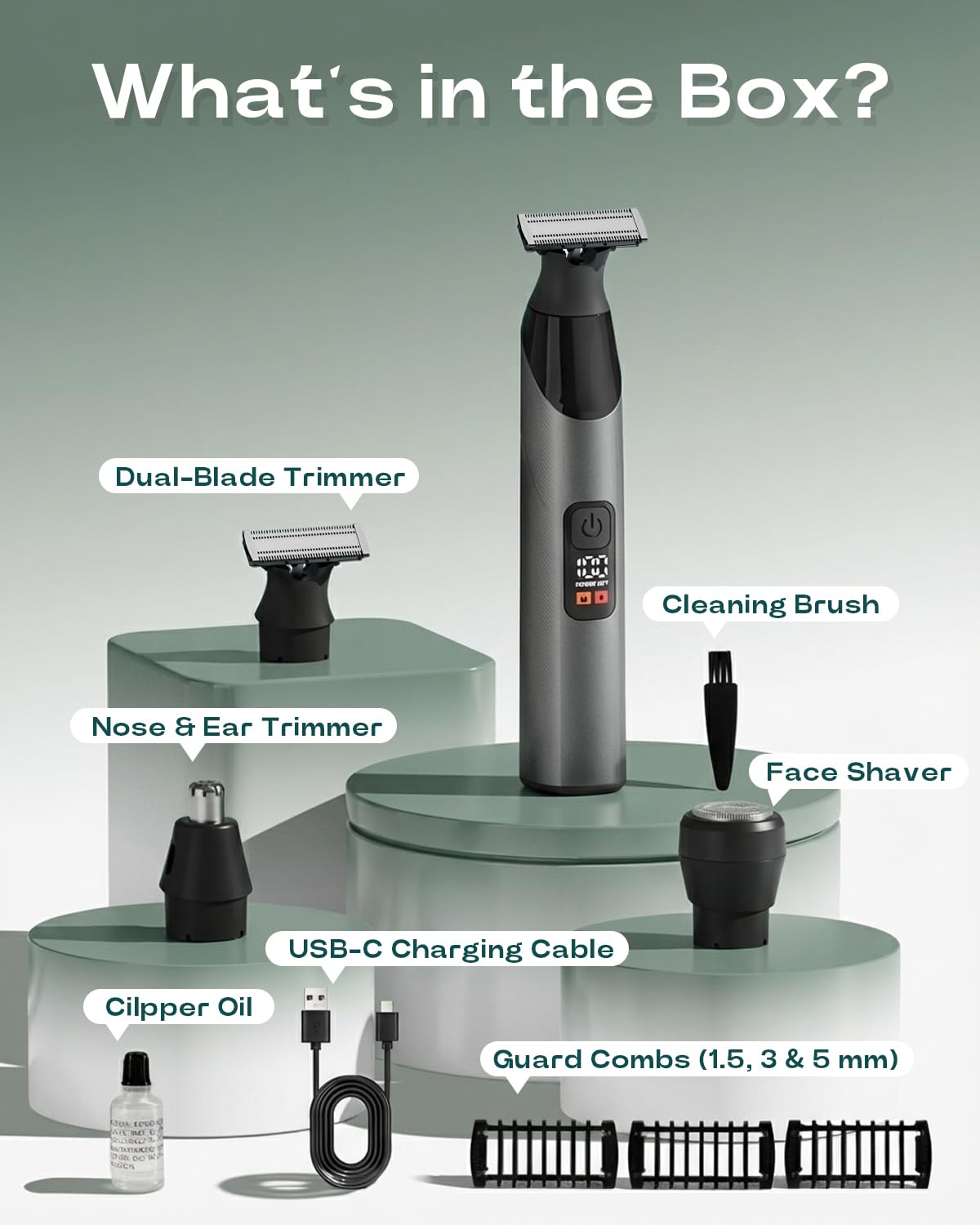 Recortadora de barba para hombres y recortadora de vello corporal,...