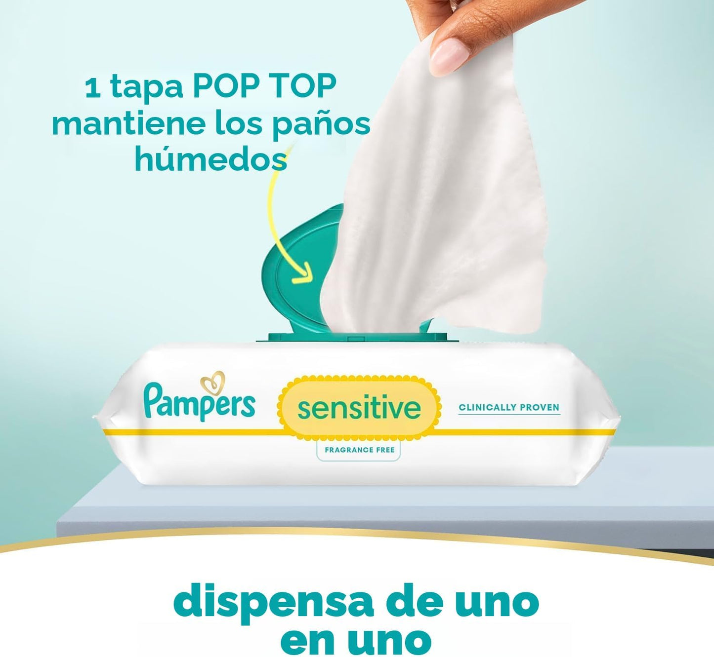 Pampers Toallitas sensibles para bebés, a base de agua, hipoalergén...