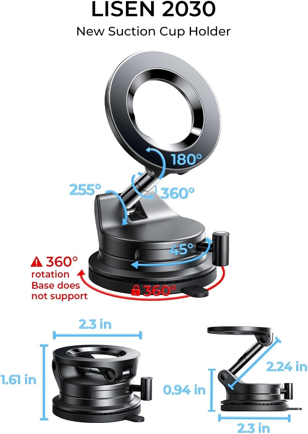 LISEN Magsafe Soporte de automóvil, soportes de teléfono celular para tu automóvil, accesorios magnéticos para automóvil para mujeres y hombres, interior Jeep camión, kits de regalo de succión al