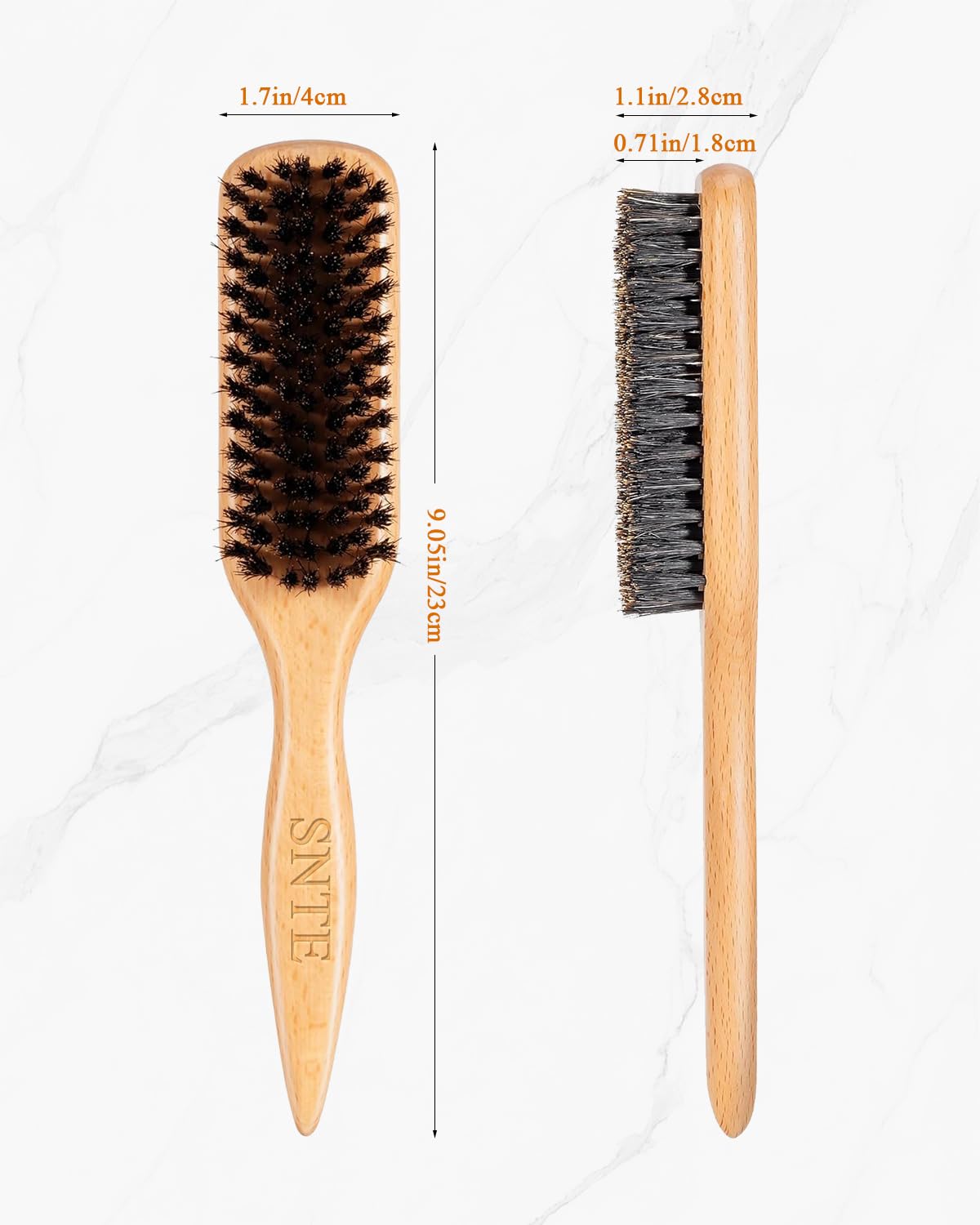 Cepillo de pelo liso para suavizar el encrespamiento de los bordes, domesticar las colas de caballo, moños elegantes, cepillo de cerdas de jabalí para cabello fino/mediano de mujeres y hombres