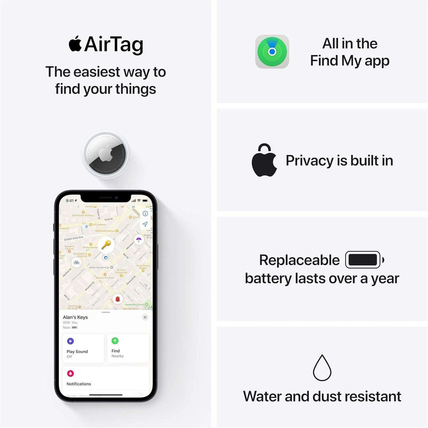 Apple AirTag 4 Pack Mantén un seguimiento y encuentra tus