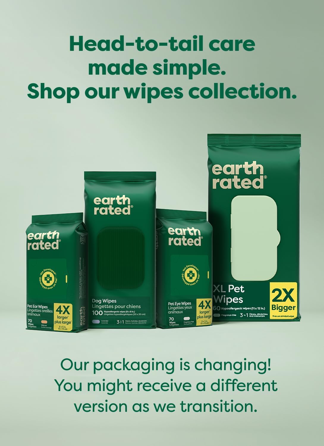 Earth Rated Toallitas para mascotas para perros y gatos, hipoalergé...