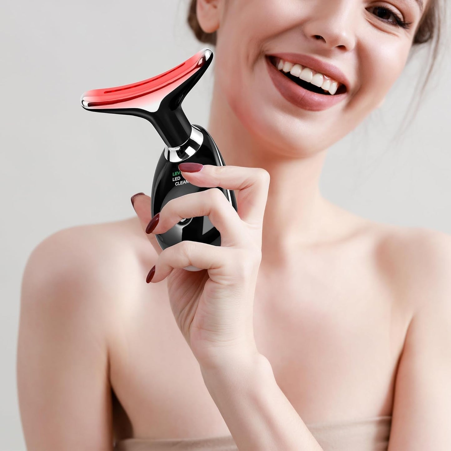 Masajeador facial con terapia de luz roja para cara y cuello, varit...