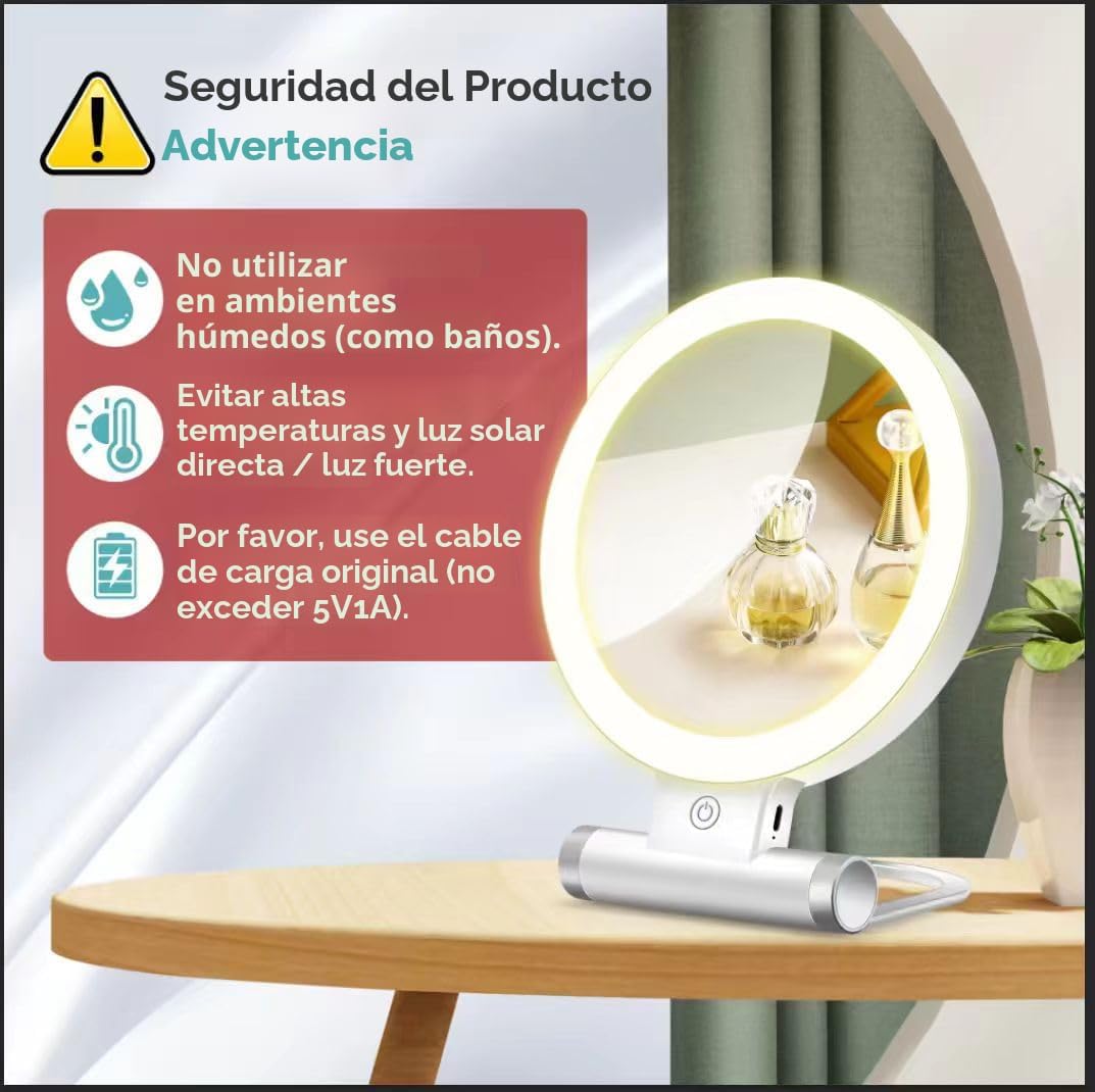 B Beauty Planet Espejo de aumento con luz 30X, espejo de maquillaje...