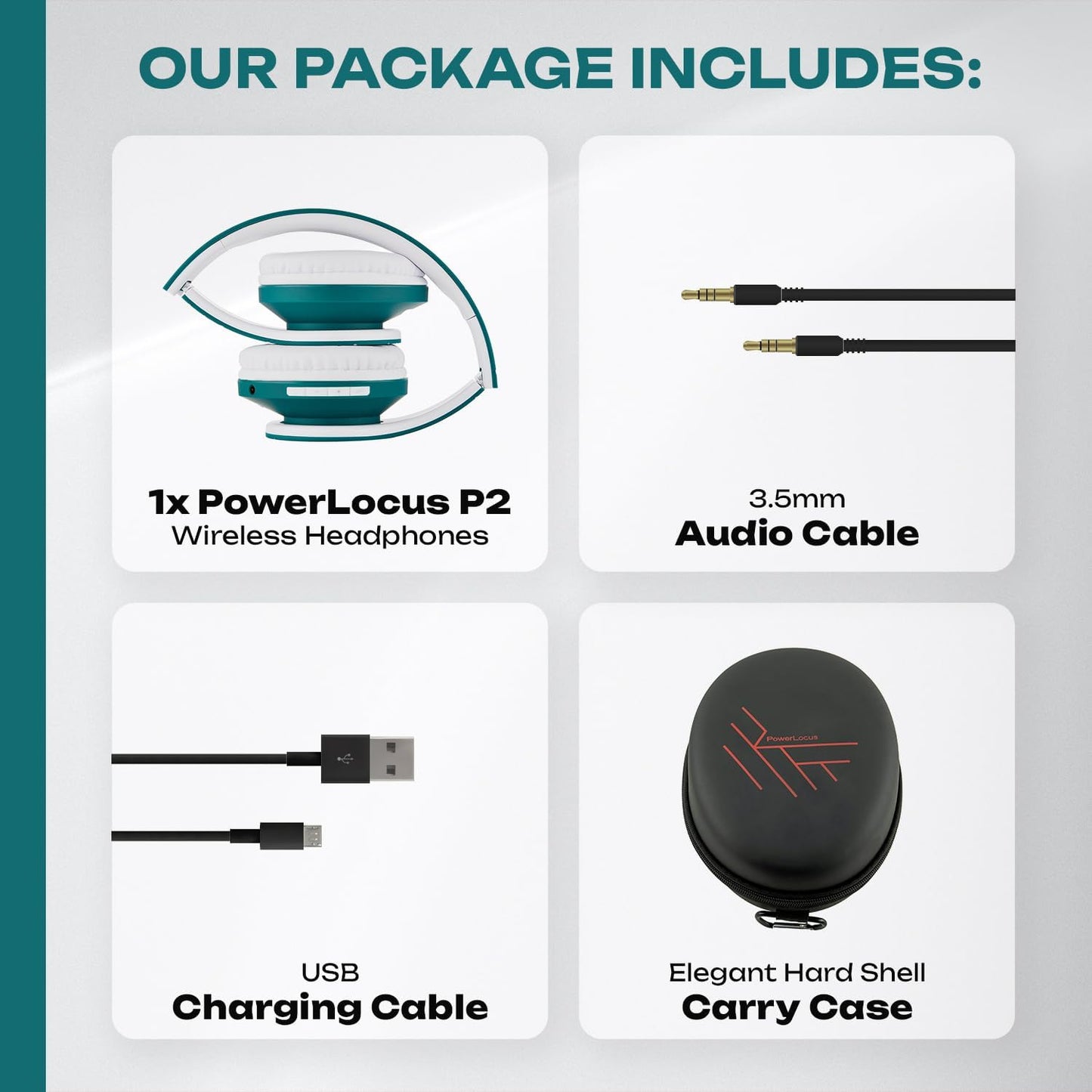 PowerLocus - Audífonos Bluetooth sobre las orejas, auriculares inal...