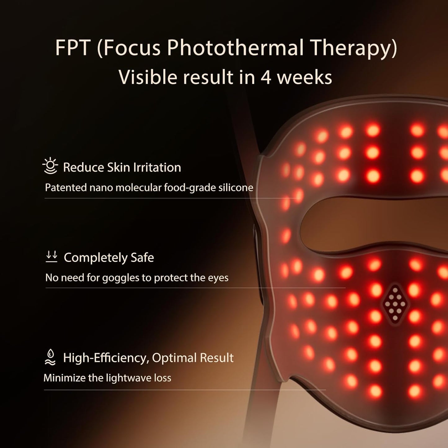 JOVS Máscara de terapia de luz láser 4D \u2013 Terapia de luz roja...