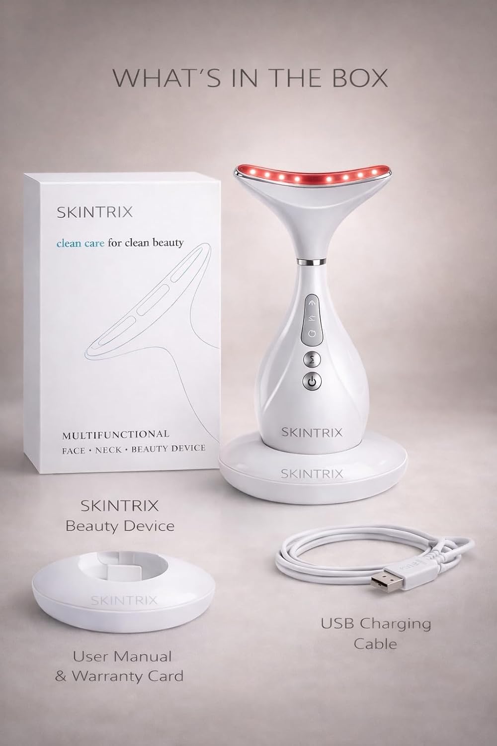 SKINTRIX Dispositivo LED para cara y cuello, terapia de luz LED 3 e...