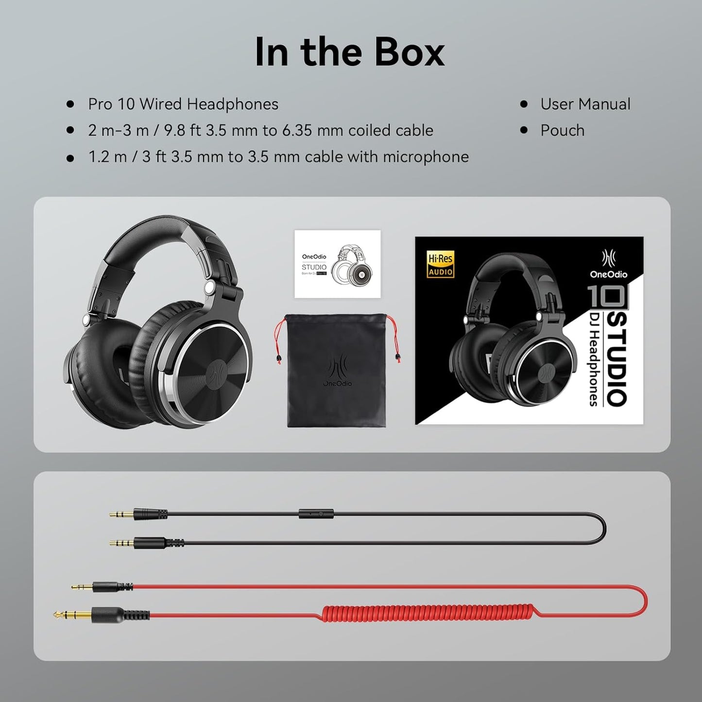 OneOdio Auriculares con cable para diadema Hi-Res Studio Monitor y...