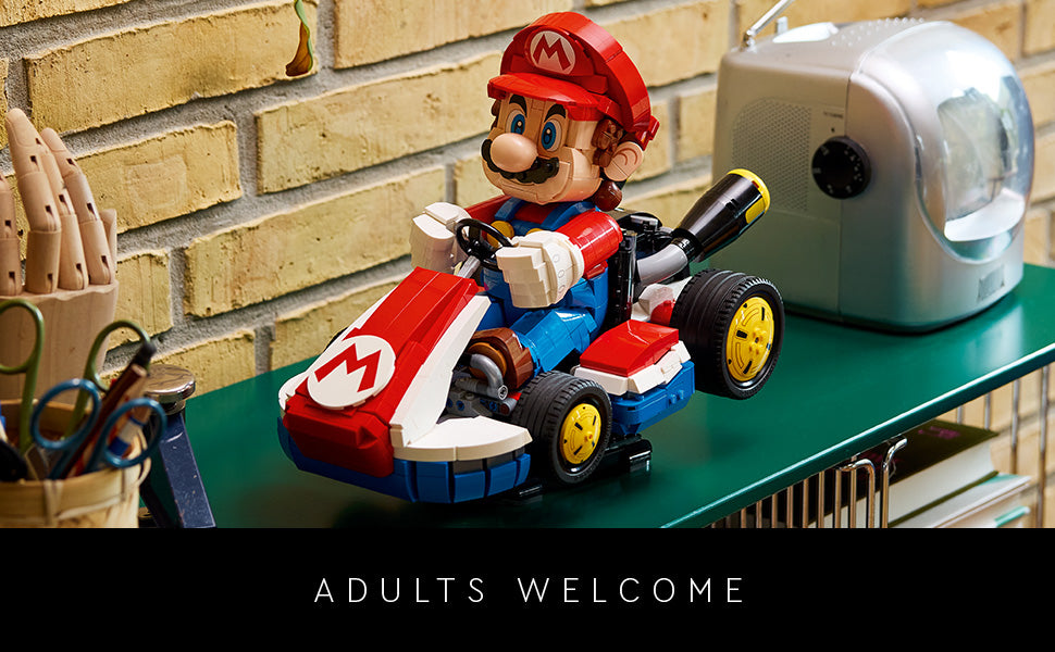LEGO Super Mario: Mario Kart - Juego de construcción de Mario y kart estándar para adultos, estante de libros de bricolaje y decoración de habitación para hombres y mujeres, a partir de 18 años, idea