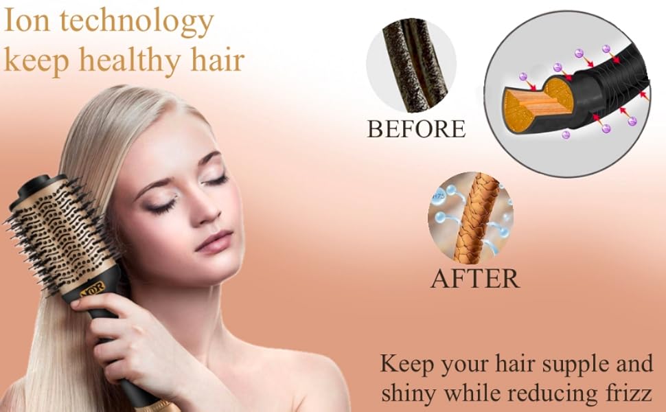 NOOR Cepillo secador de pelo caliente 4 en 1, control de encrespamiento, cepillo secador de pelo, cepillo secador de pelo, cepillo para secar y alisar voluminizar aire caliente estilizador para todos