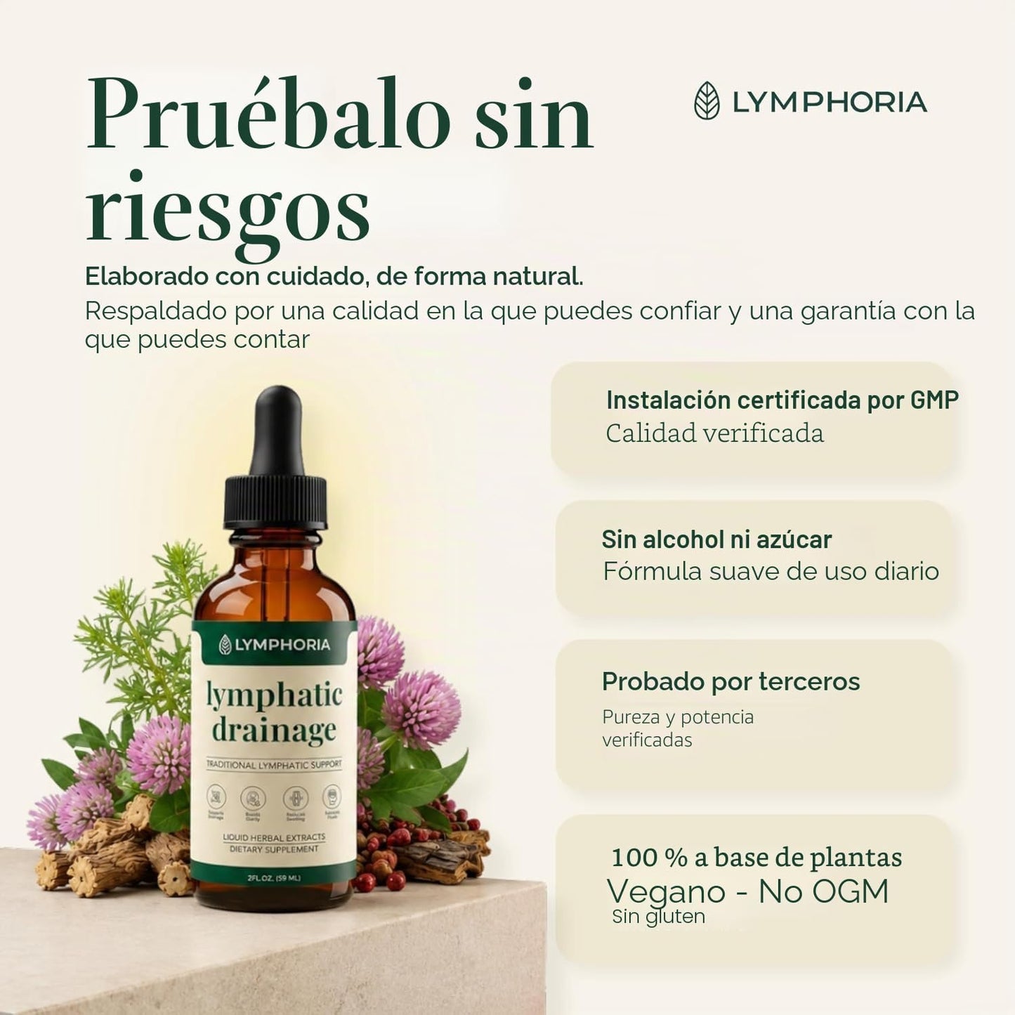 LYMPHORIA Gotas de drenaje linfático para aliviar la hinchazón y de...