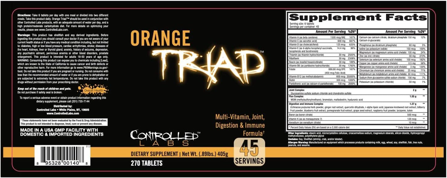 CONTROLLED LABS Orange Triad Multivitamina diaria, suplemento depor...
