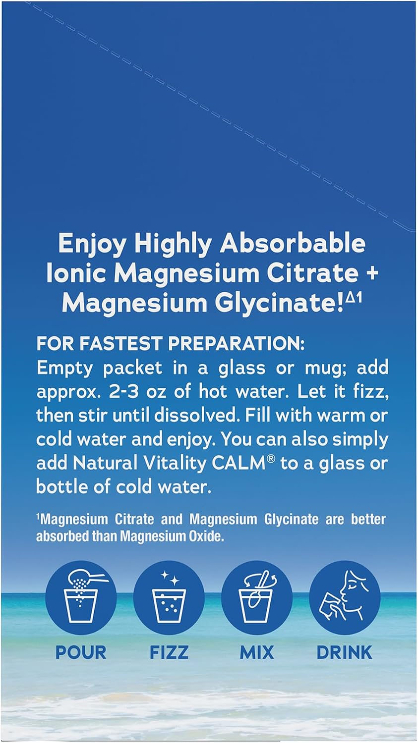 Natural Vitality Calm, suplemento de citrato de magnesio, mezcla de...