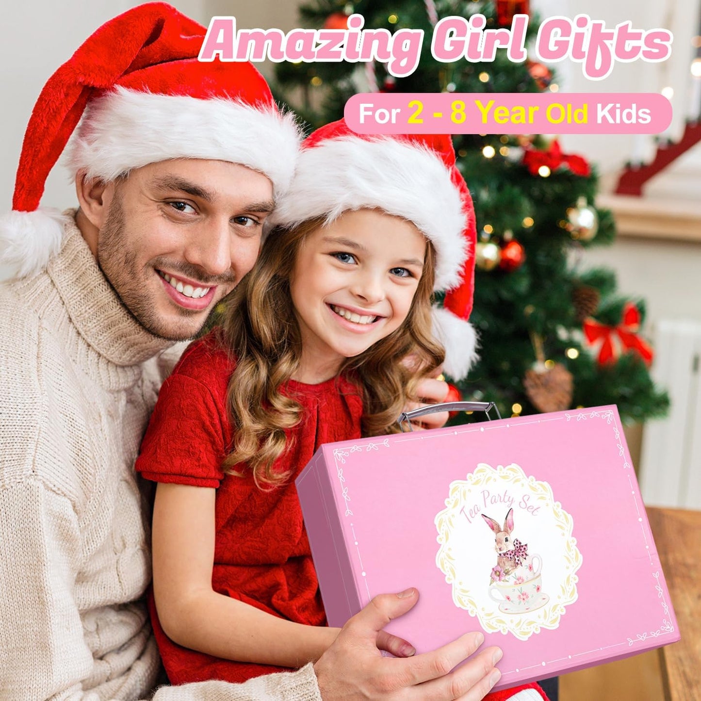Juego de té de madera para niñas pequeñas, regalos para niñas peque...