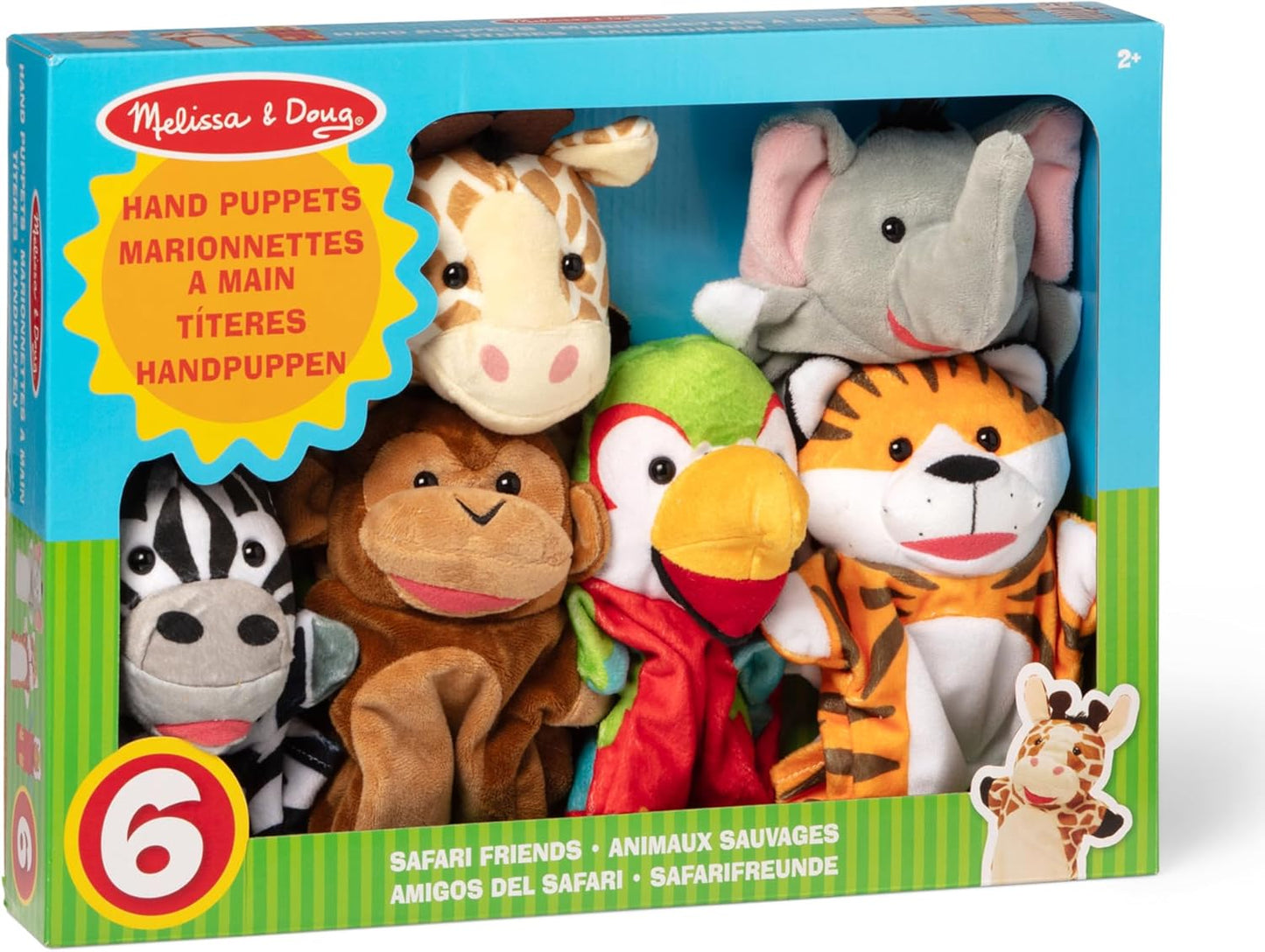 Melissa & Doug Safari Buddies - Marionetas de mano, juego de 6...
