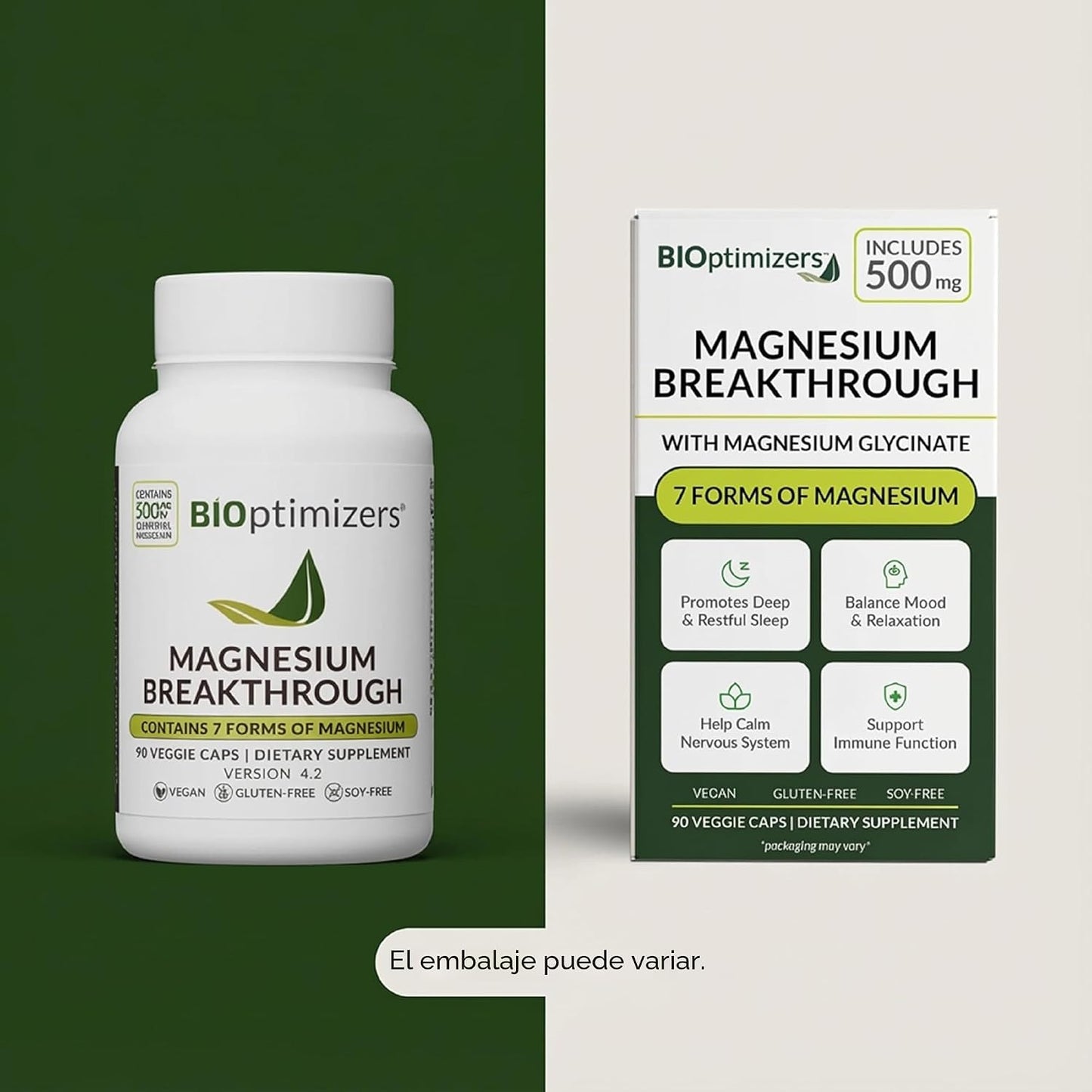 BIOptimizers Suplemento Magnesium Breakthrough con 500mg - 7 Formas...