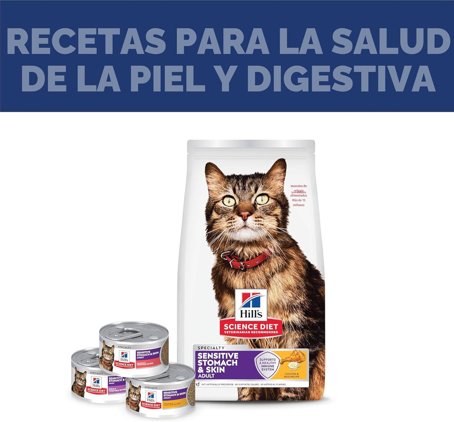 Comida seca para gatos con piel y estómago sensible, de Hill's...