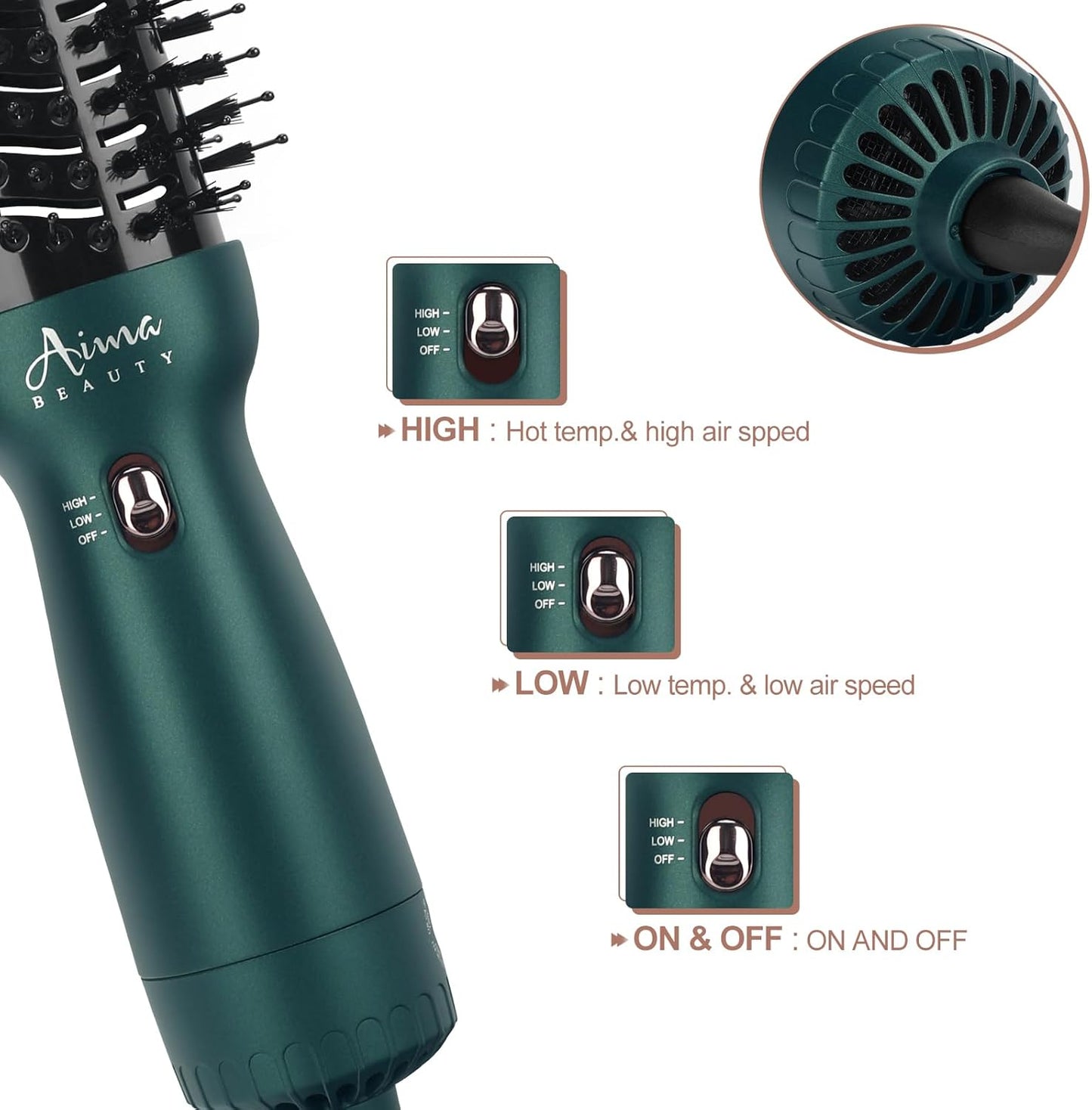 Aima Beauty - Cepillo secador de pelo con voltaje dual para viajes...