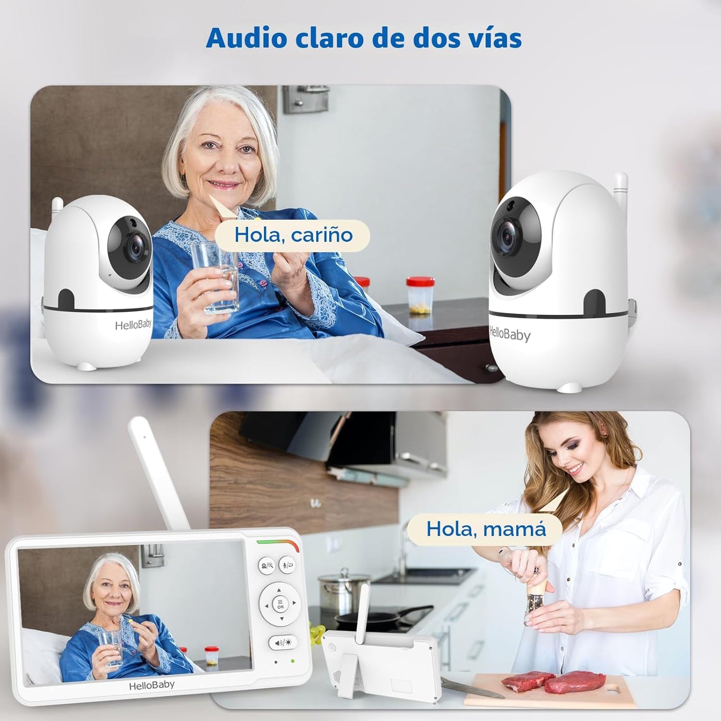 HelloBaby - Monitor de bebé de 6 pulgadas, primera pantalla IPS del...