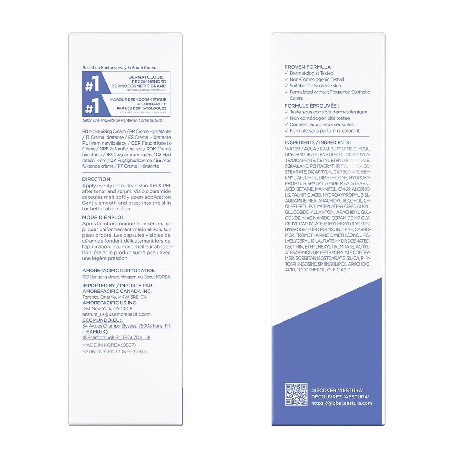AESTURA ATOBARRIER365 Crema con Ceramidas, Hidratante Facial Coreano para Reparación de la Barrera | Hidratación Duradera de 120H, Cápsulas de Ceramidas, Para Piel Seca y Sensible, No comedogénica, 80