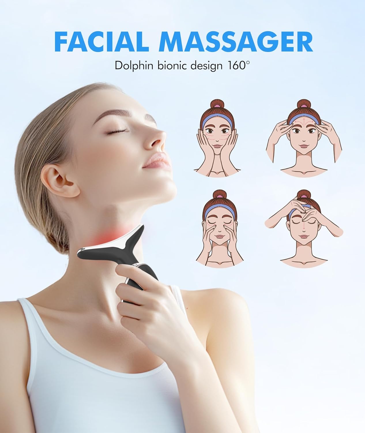 SDKWDH Terapia de Luz Roja para Cara y Cuello, Herramienta de Masaj...
