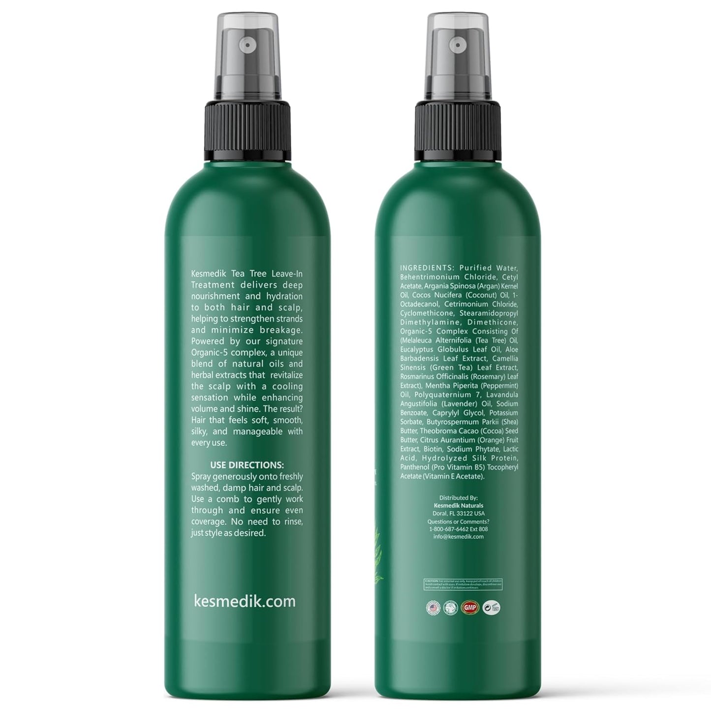 Aceite de árbol de té puro sin enjuague en espray desenredante, control del encrespamiento, tratamiento intensivo para el cuero cabelludo seco y con picazón, alivio contra la caspa y la
