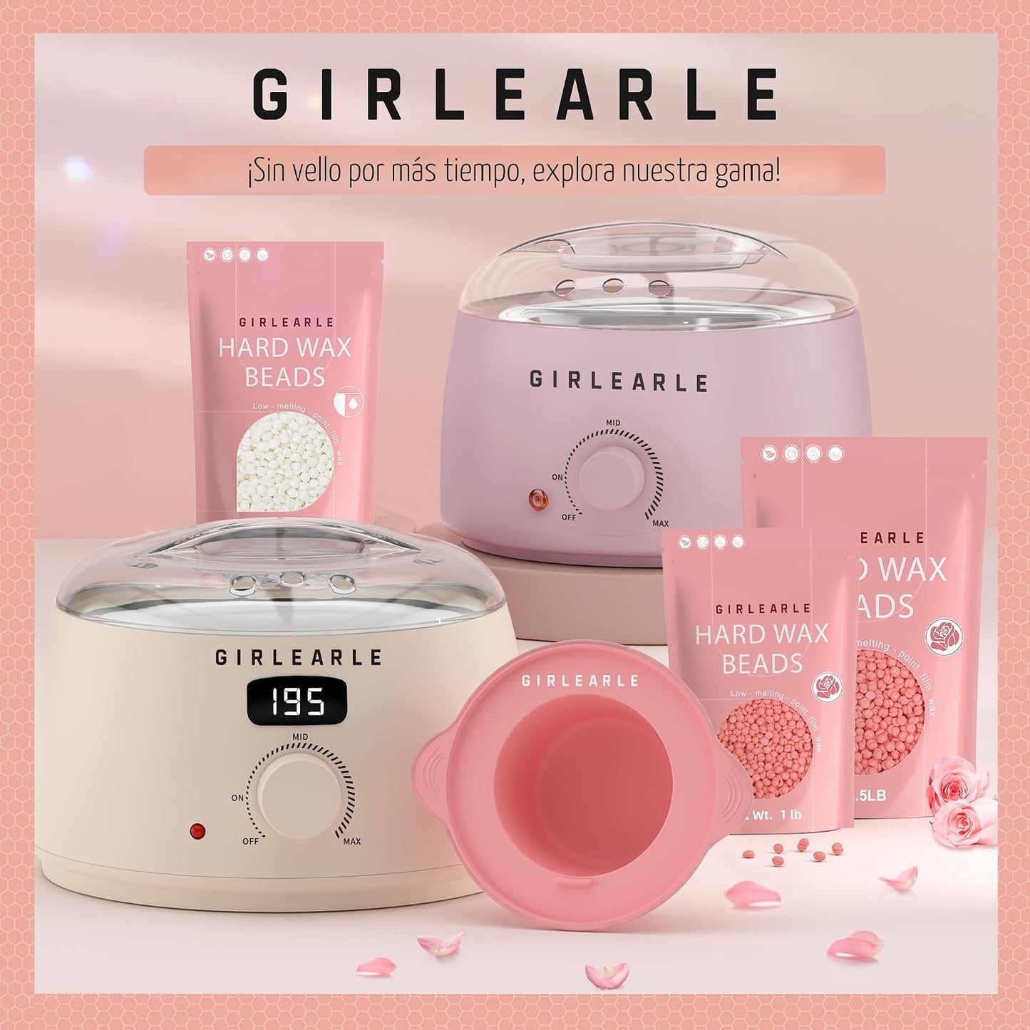 Kit de depilación para mujeres y hombres, GIRLEARLE calentador de c...
